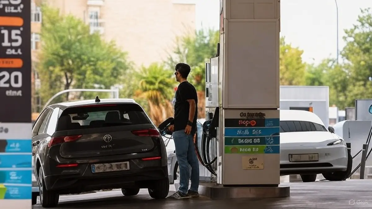 Persona en una gasolinería