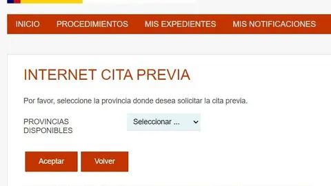 Solicitud de cita/ Ministerio de Interior