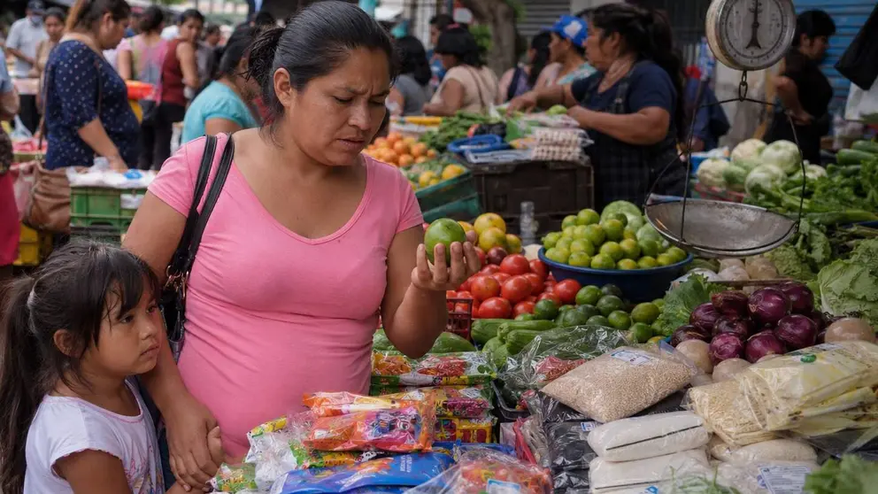 Mujer comprando alimentos frescos