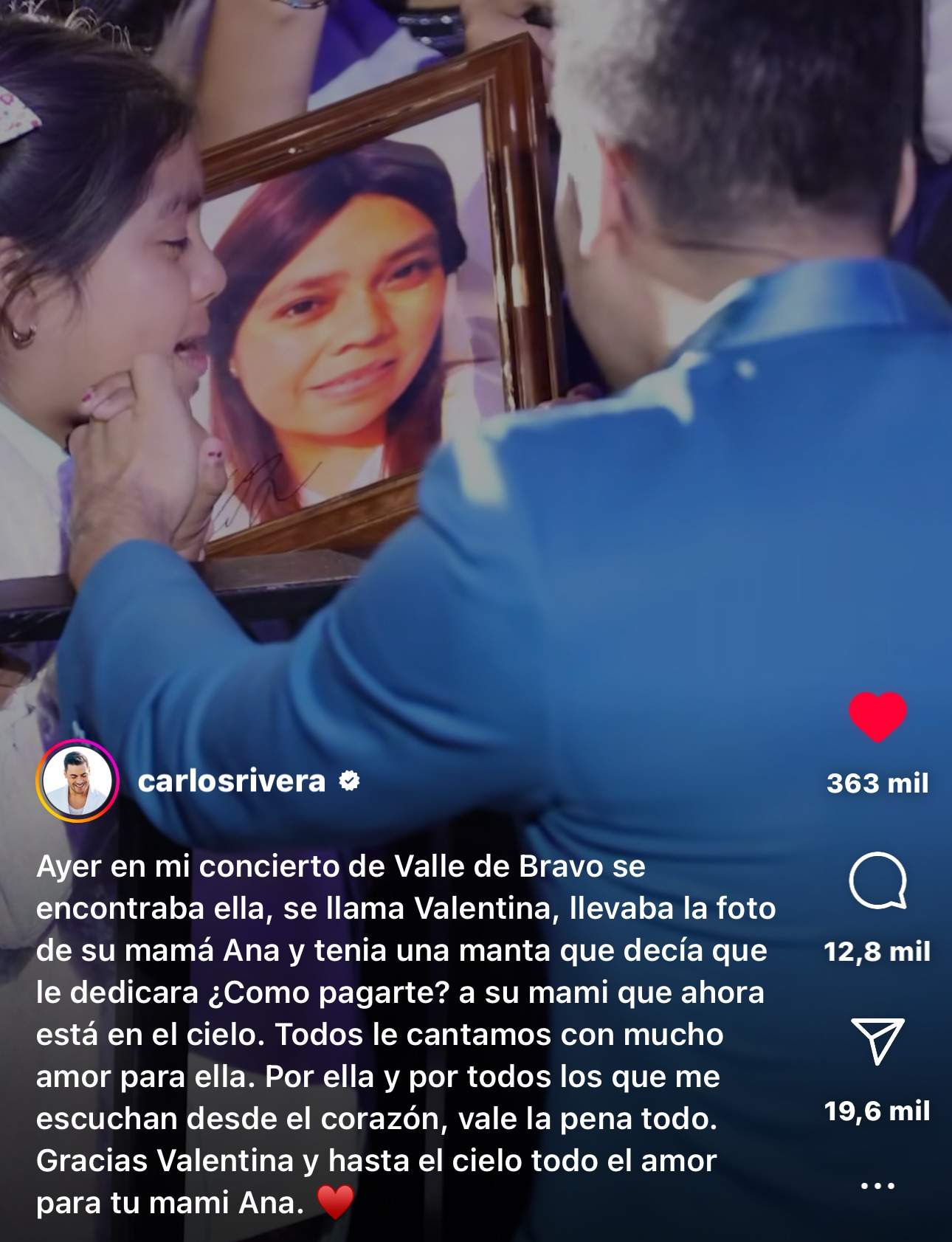 Instagram del cantante