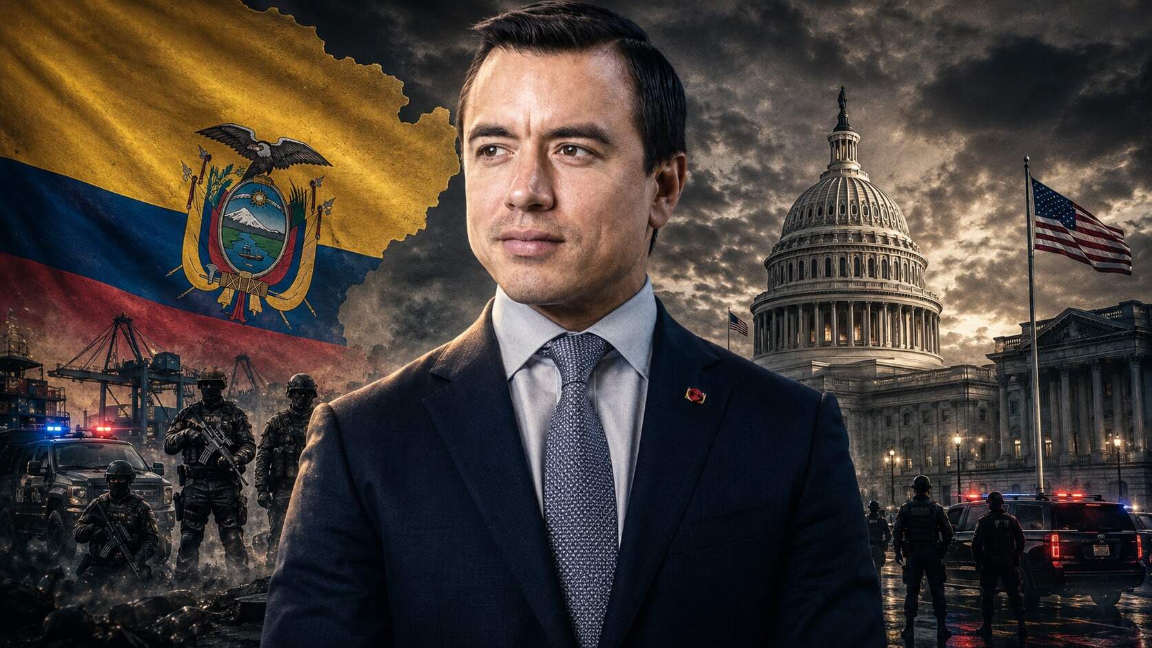 Noboa lleva a Washington su plan para blindar a Ecuador frente al crimen